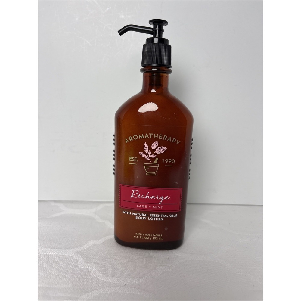 Bath & Body Works Aromatherapy Recharge Sage + Mint Body Lotion 6.5 fl.oz Glass